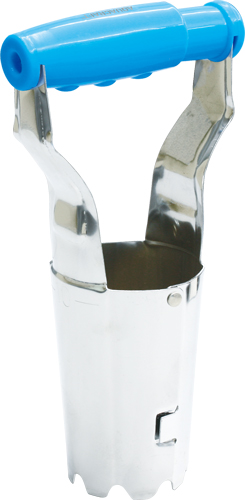 Spring-loaded bulb planter for turf and heavy soil