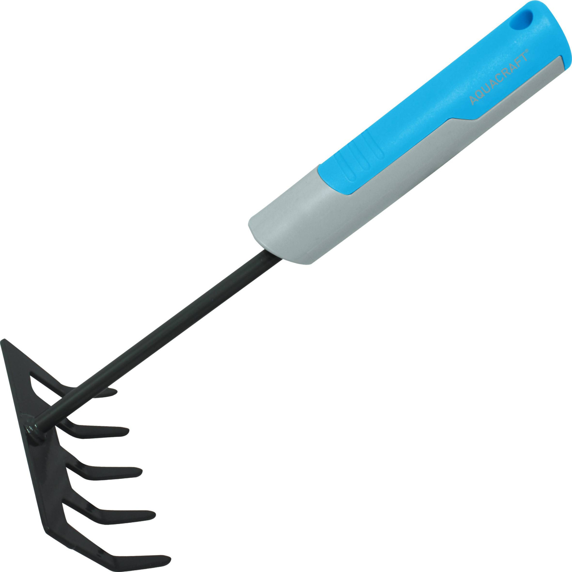 Metal garden rake for leveling soil beds