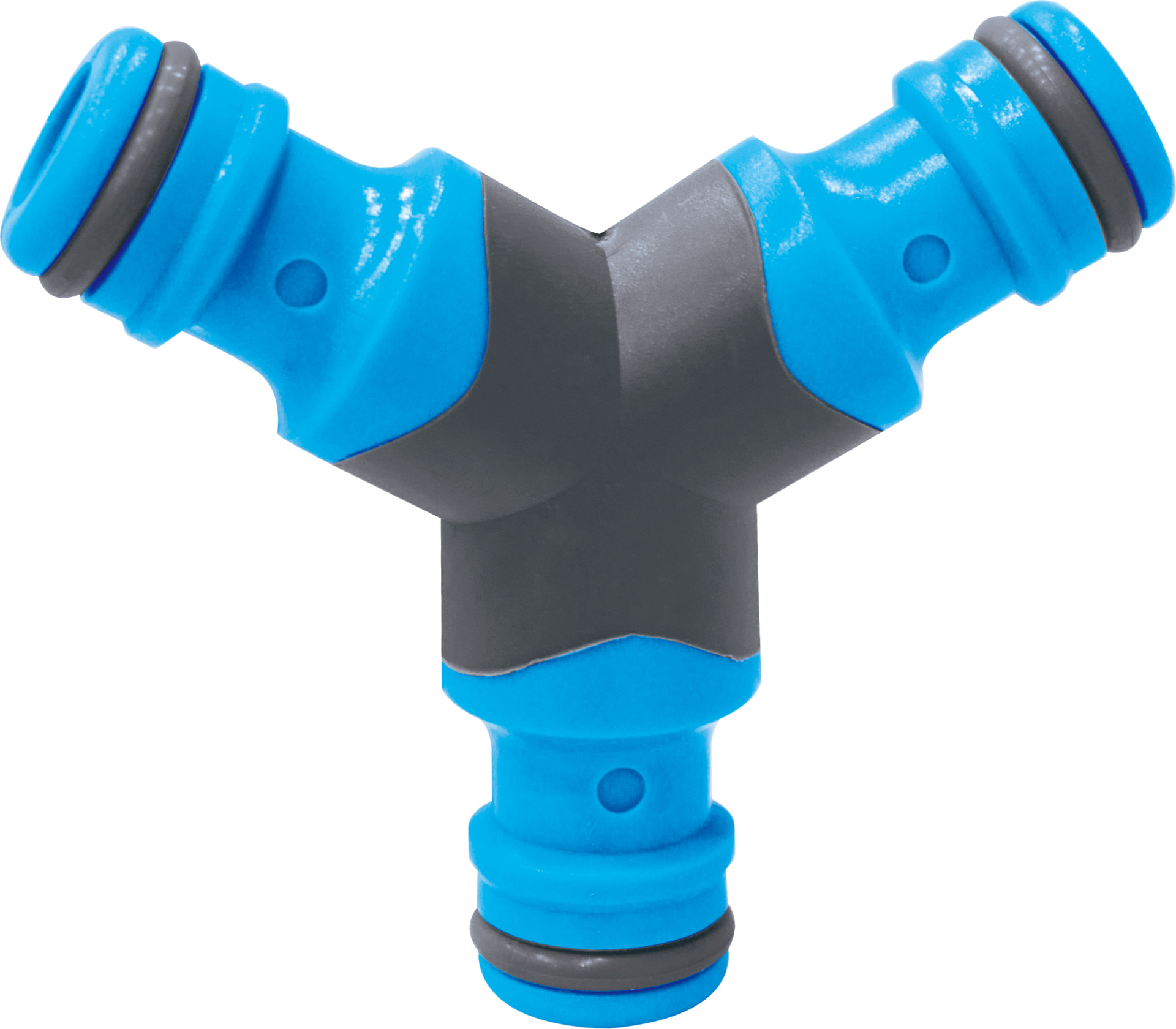 3-way hose connector with non-slip rubber grip