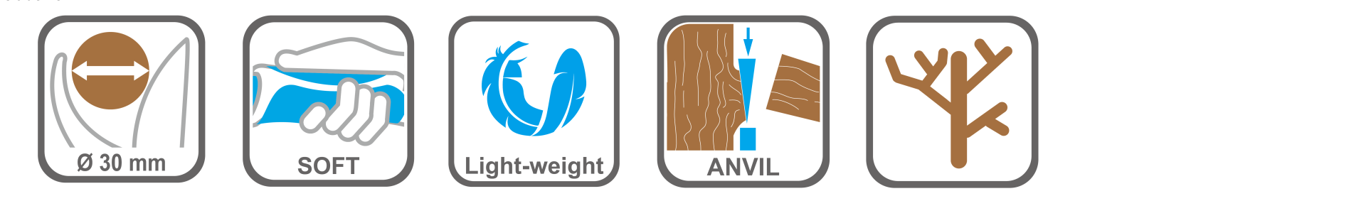 Lightweight pruning shears for dry wood cutting