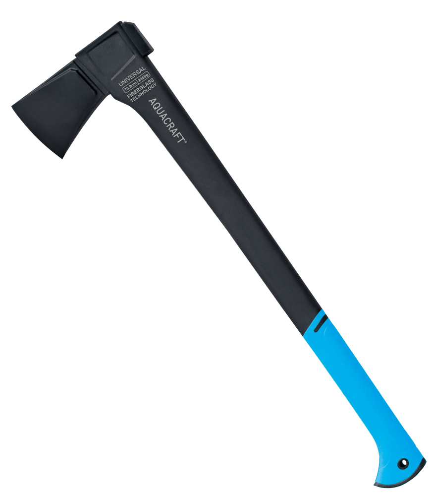 Wedge-shaped wood splitting axe for outdoor use